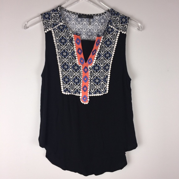 Anthropologie Tops - THML | Embroidered Swing High Low Pom Tank